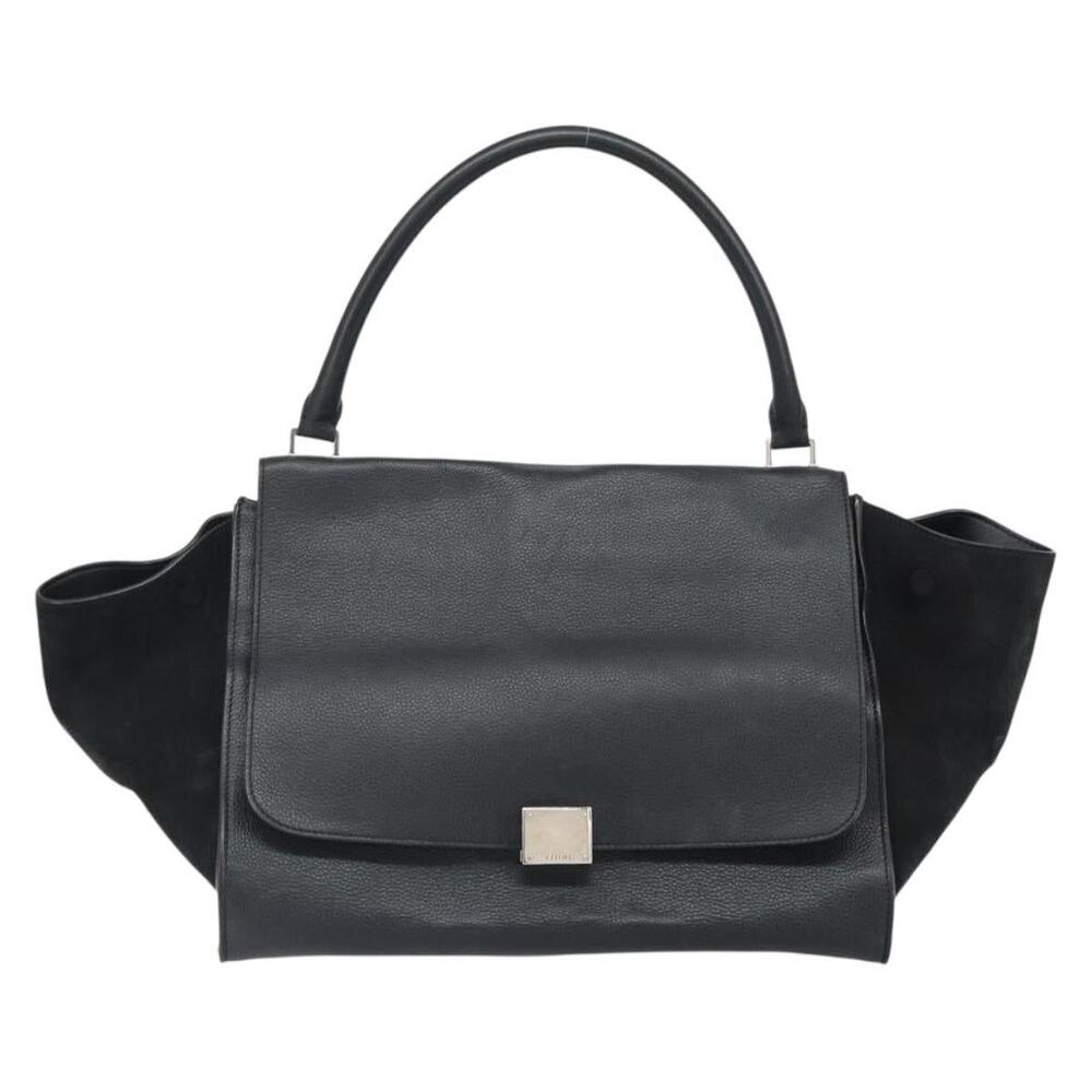 Celine Suede Trapeze Handbag Black